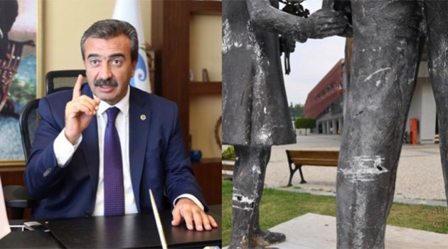 Atatürk büstüne çirkin saldırı...