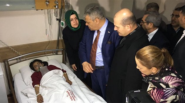 Başbakan yardımcısı ve bakanlar yaralıları ziyaret etti