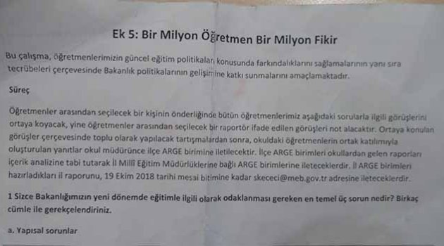 Bir milyon öğretmen bir milyon fikir