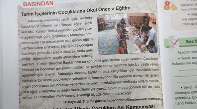 ‘Çadırdan Okula’ projesi ders kitaplarına konu oldu