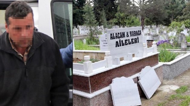 Çaldığı iki mezar taşını pişman olup yerine bıraktı