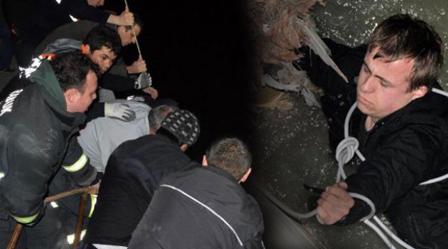 Çaya düşen genç ölümle burun buruna geldi