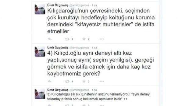 Eski CHP’li vekilden Kılıçdaroğlu’na istifa çağrısı