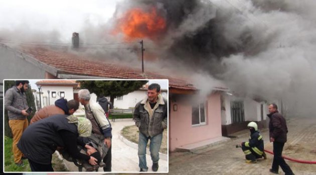 Evinin yandığını görünce bayıldı
