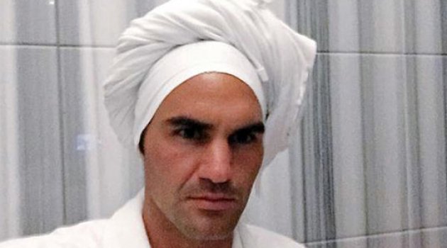 Federer'in hamam keyfi!