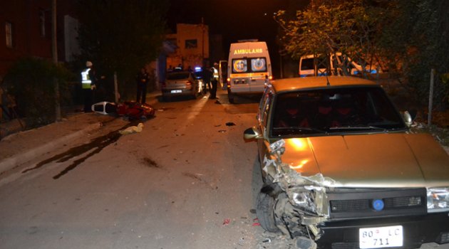 Otomobile çarpan motosiklet sürücüsü yaralandı