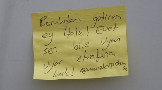 Polisi alarma geçiren not