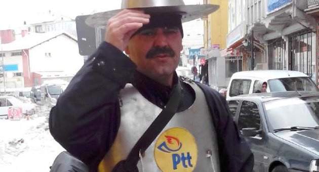 Postacıdan 'Bela savar' zırhı