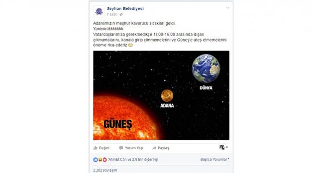 Seyhan Belediyesi’nden güldüren paylaşım