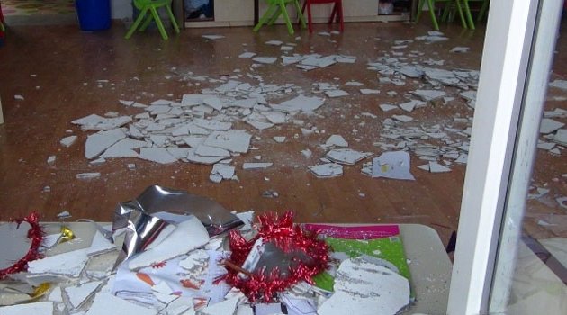 Sınıfın tavanı çöktü! Yaralılar var