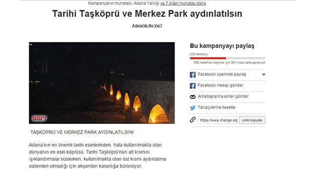 Taşköprü’nün aydınlatılması için imza kampanyası
