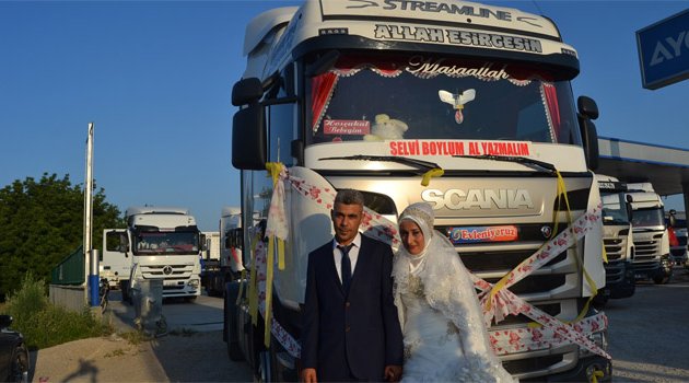 TIR şoförünün düğünü böyle olur