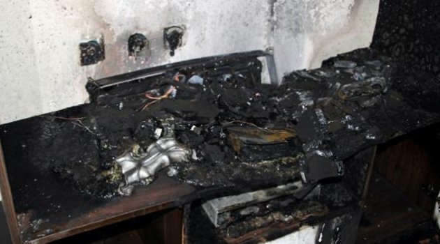 Tüplü televizyon patladı, yangın çıktı