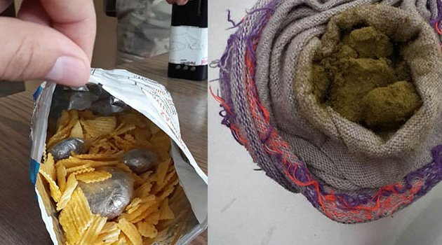 Uyuşturucuyu çorap ve cips poşetine saklamışlar