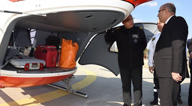 Vali Mahmut Demirtaş, İl Sağlık Müdürlüğü ile 112 Hava Acil Ambulans Helikopter Servisi’nde incelemelerde bulundu