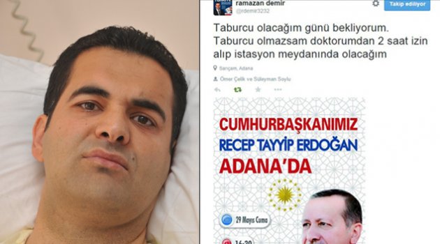 Yaralı aday Erdoğan için doktorundan izin istedi