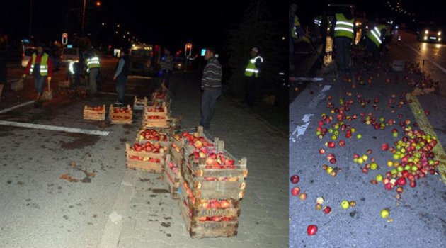 Yarım ton yollara saçıldı