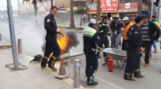 Yoldan alevler fışkırdı
