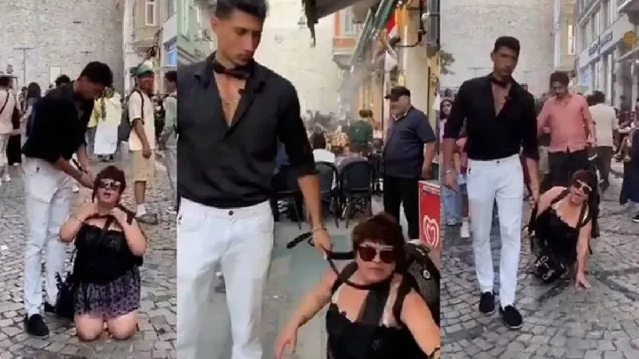 Kadına Tasma Takıp Sokak Sokak Gezdirdi!