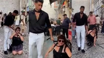 Kadına Tasma Takıp Sokak Sokak Gezdirdi!