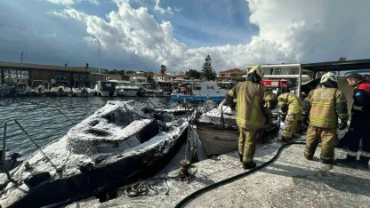 Plajda Yangın Paniği:7 Tekne Yandı