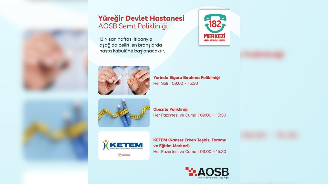 AOSB Semt Polikliniği’nde Hizmet Yelpazesi Genişliyor