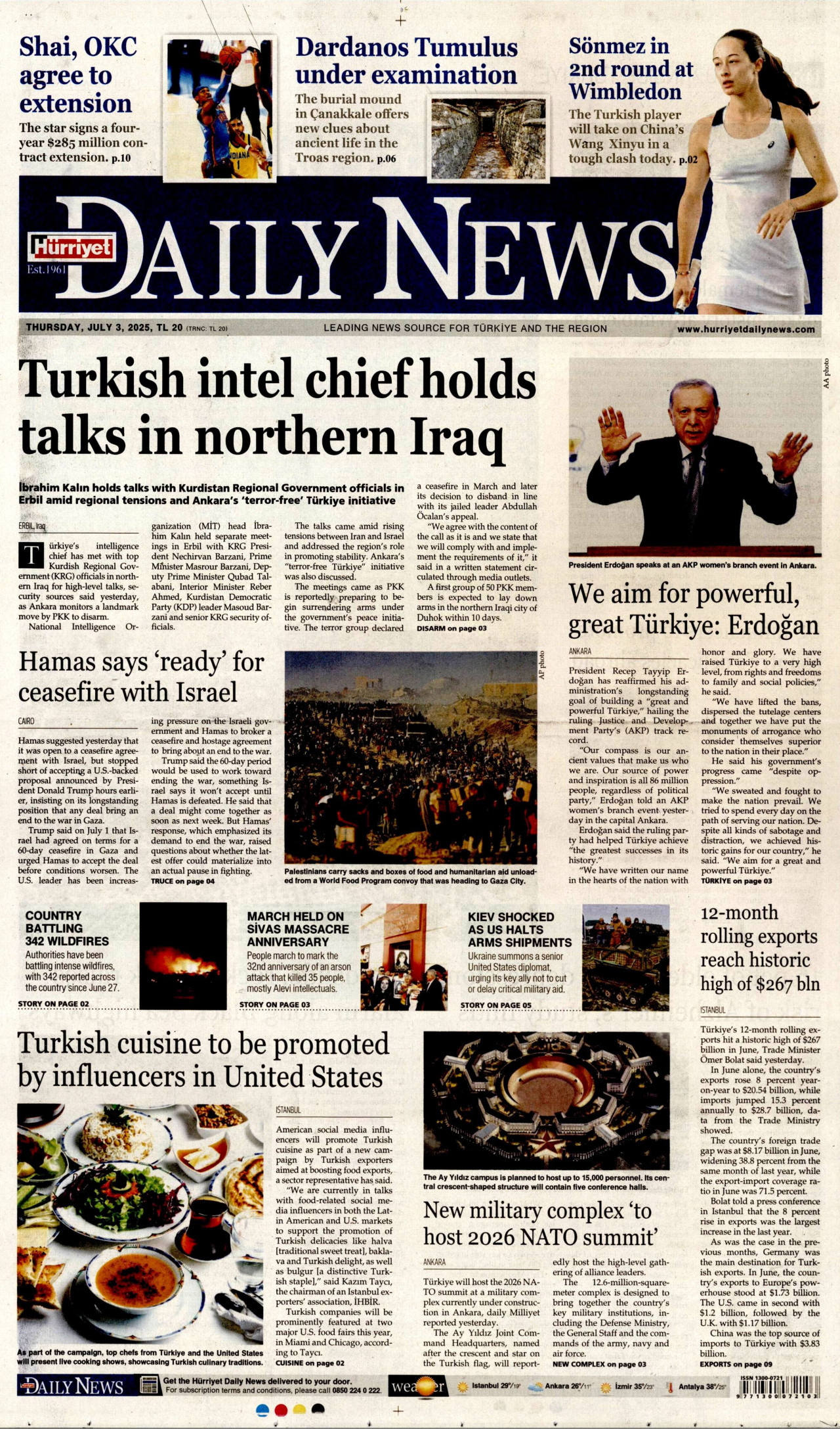 HÜRRİYET DAİLY NEWS Gazete Manşeti