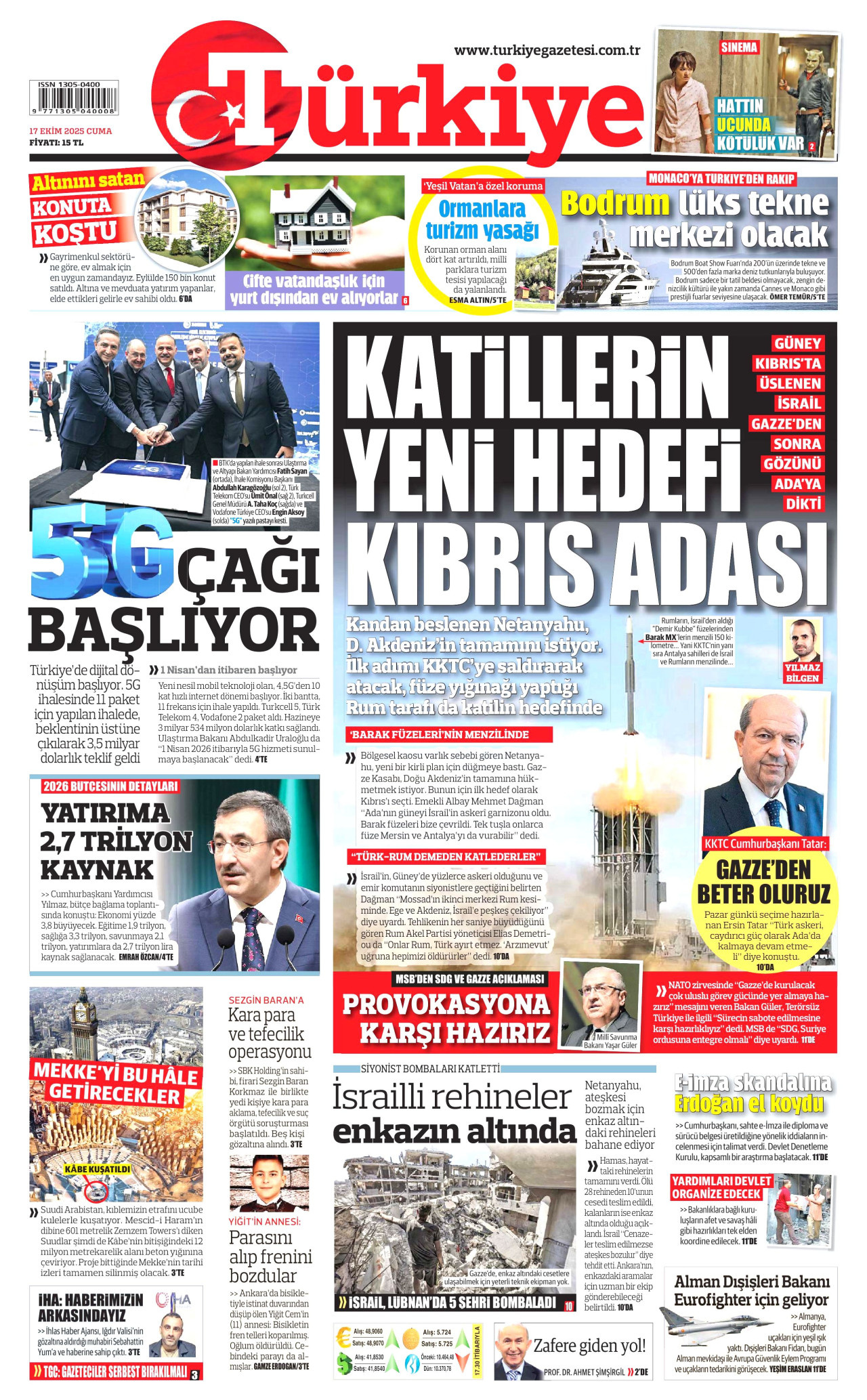 TÜRKİYE GAZETESİ Gazete Manşeti