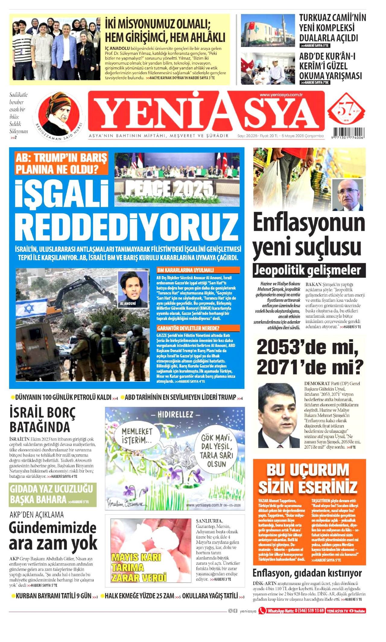 Yeni Asya Gazetesi Gazete Manşeti