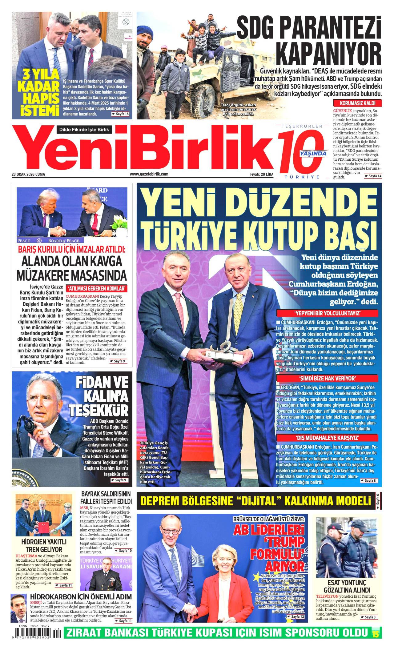 Yeni Birlik Gazete Manşeti