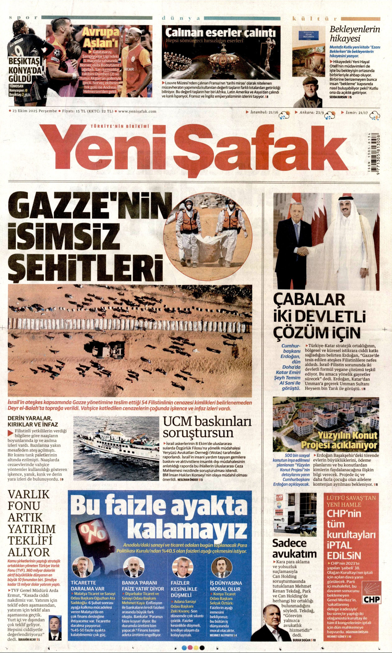 YENİ ŞAFAK Gazete Manşeti