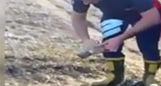 Kaplumbağaya itfaiye müdahelesi